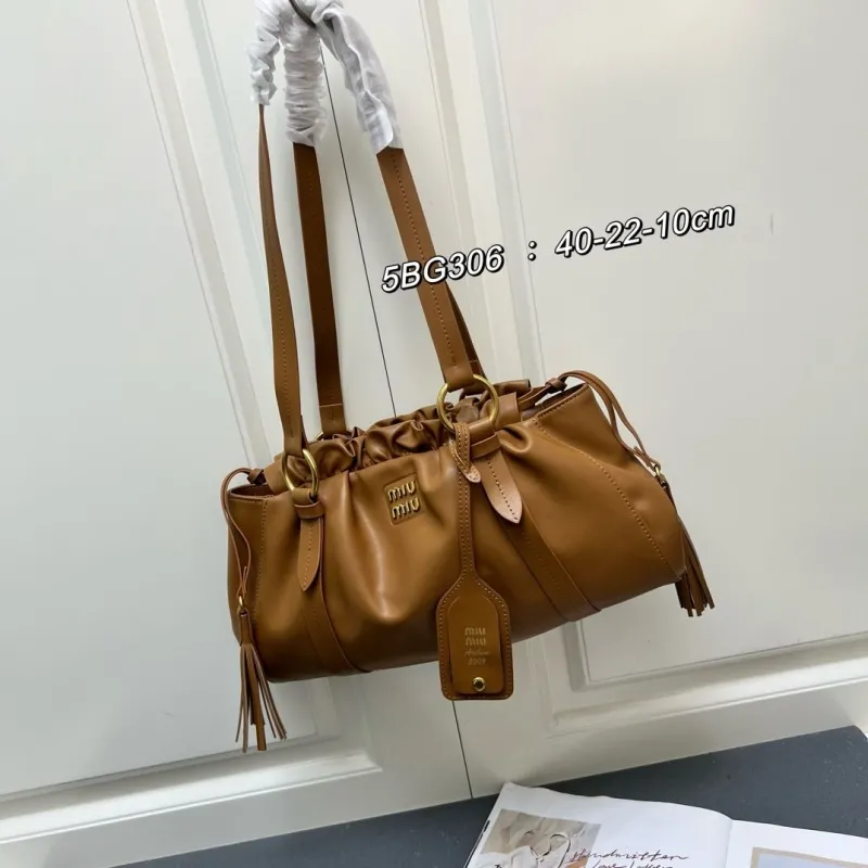 Miu Miu Brown Leather Top Handle Bag 5BG306