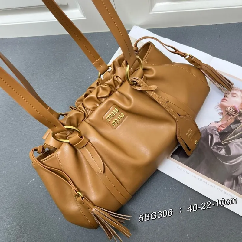 Miu Miu Brown Leather Top Handle Bag 5BG306 - Image 3