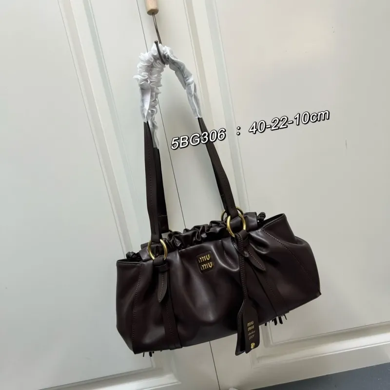 Miu Miu 5BG306 Brown Leather Shoulder Bag