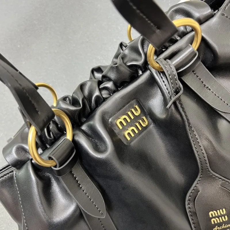 MIU MIU Black Leather Top Handle Bag 5BG306 - Image 4