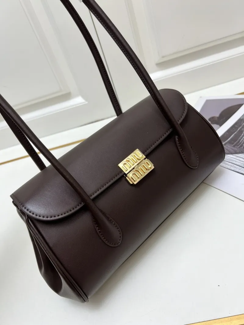 Alternative view of Miu Miu Top Handle Leather Shoulder Bag Gray