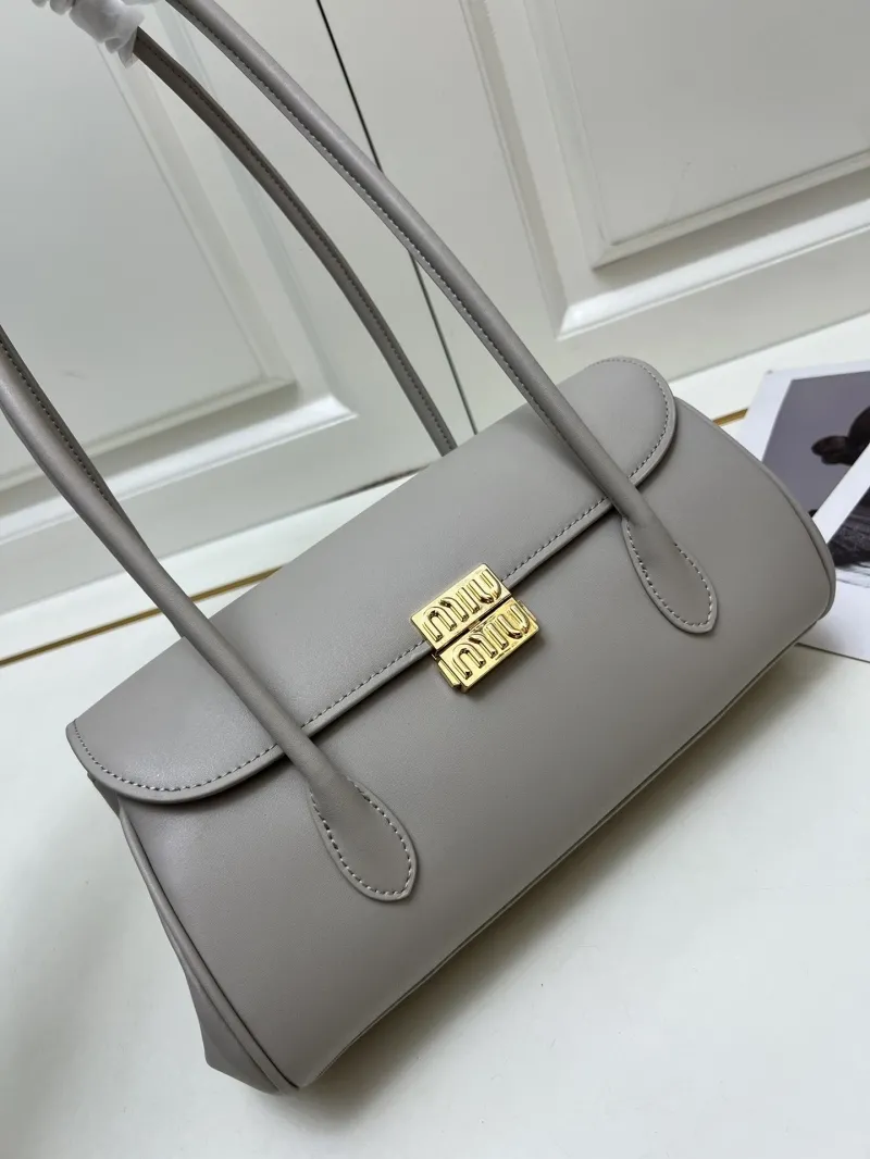 Miu Miu Top Handle Leather Shoulder Bag Gray - Image 3
