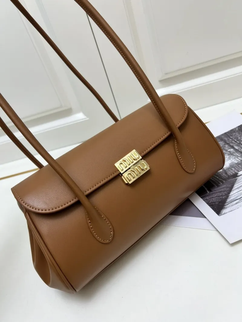 Miu Miu Top Handle Leather Shoulder Bag Gray - Image 4