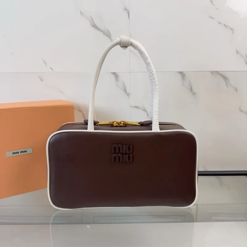 Miu Miu Brown White Top Handle Bag 363