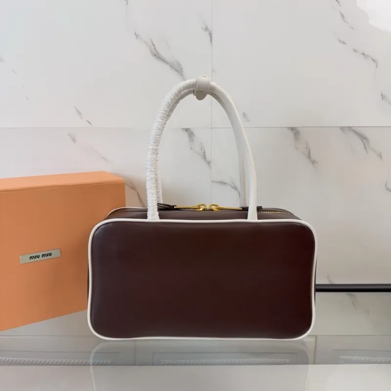 Alternative view of Miu Miu Brown White Top Handle Bag 363