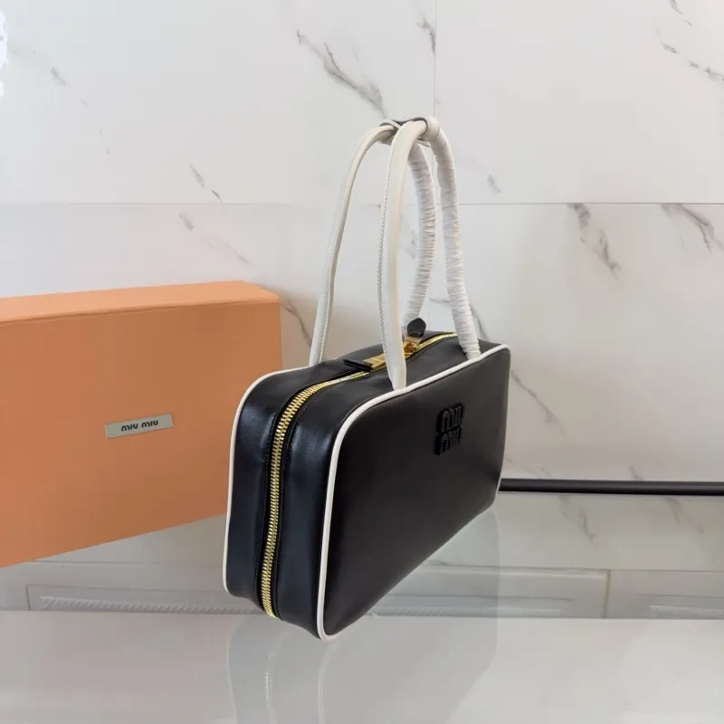 Miu Miu Black White Trim Top Handle Bag 364 - Image 3