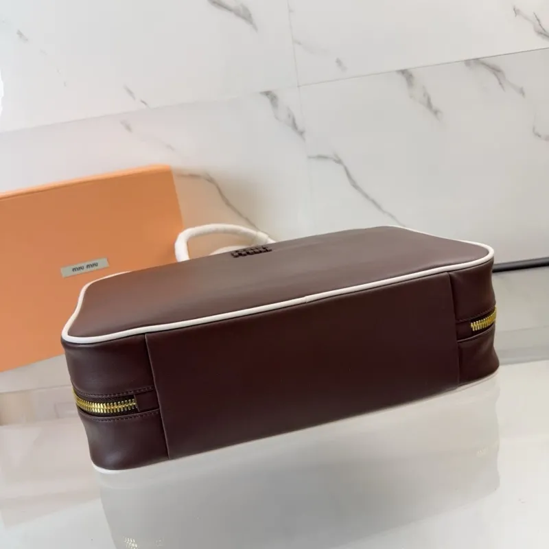 Miu Miu Brown White Trim Top Handle Bag 366 - Image 5