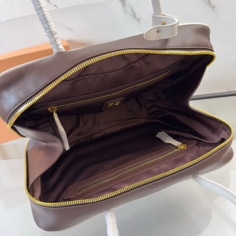 Miu Miu Brown White Trim Top Handle Bag 366 - Image 8