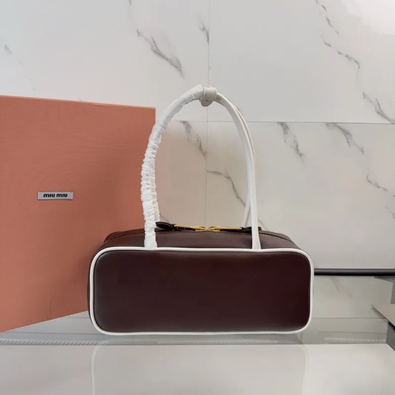 Alternative view of Miu Miu Brown White Top Handle Bag