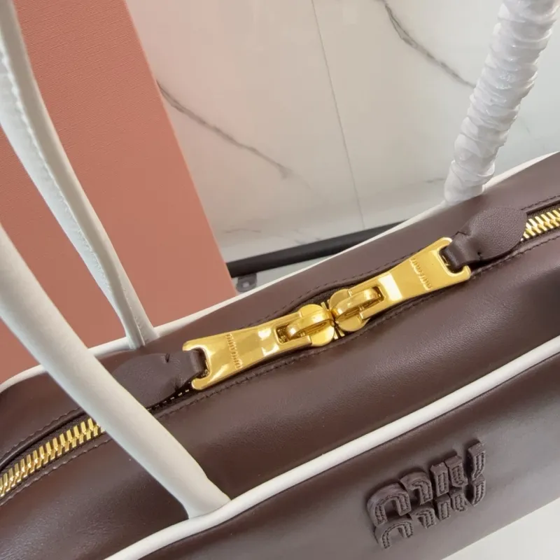 Miu Miu Brown White Top Handle Bag - Image 5