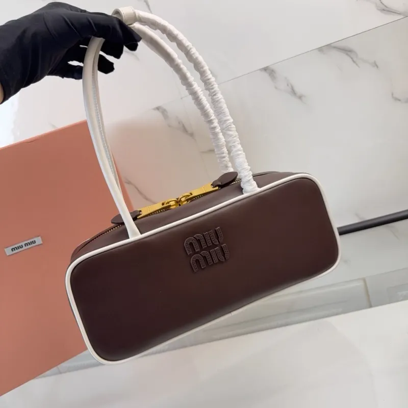 Miu Miu Brown White Top Handle Bag - Image 6