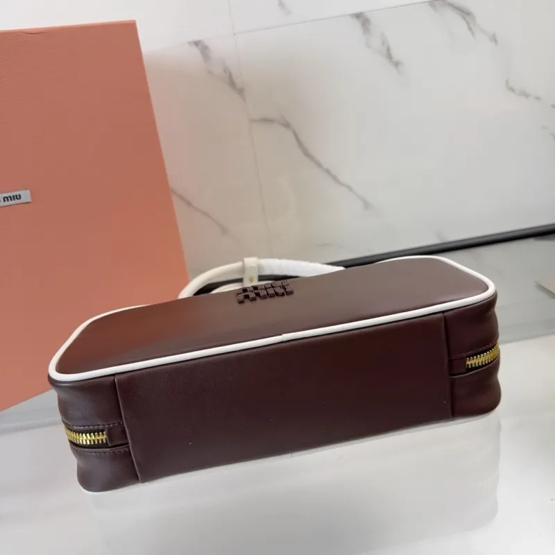 Miu Miu Brown White Top Handle Bag - Image 9