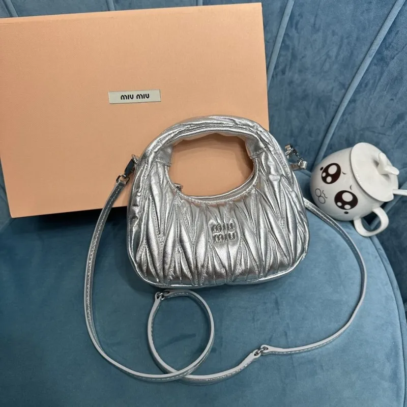 MIU MIU Silver Mini Top Handle Crossbody Bag 373