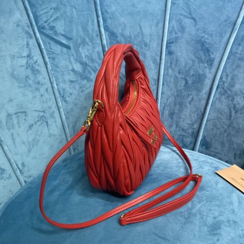 Miu Miu Red Matelasse Top Handle Crossbody Bag - Image 3