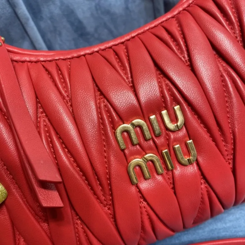 Miu Miu Red Matelasse Top Handle Crossbody Bag - Image 4