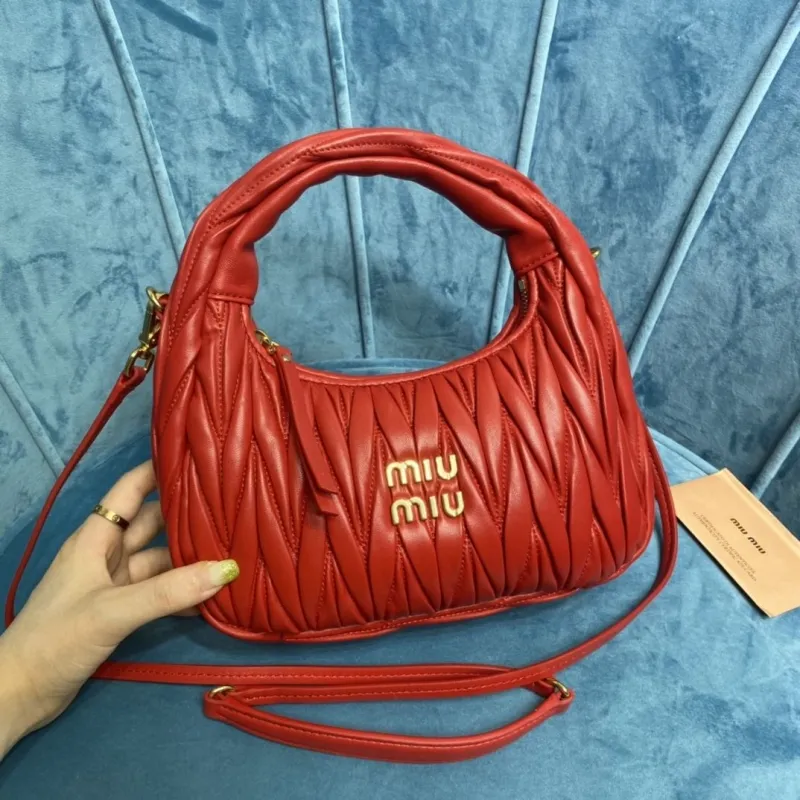 Miu Miu Red Matelasse Top Handle Crossbody Bag - Image 5