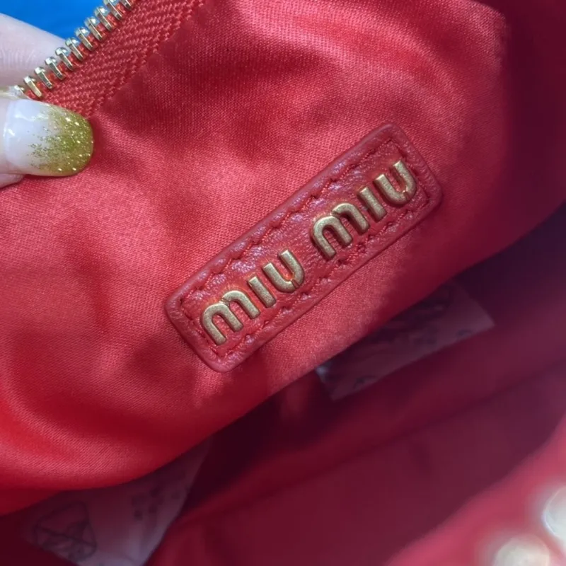 Miu Miu Red Matelasse Top Handle Crossbody Bag - Image 8