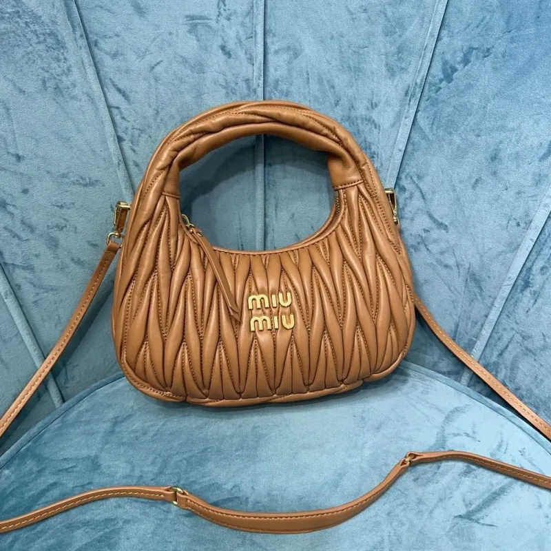 Miu Miu Brown Matelassé Top Handle Crossbody Bag 387