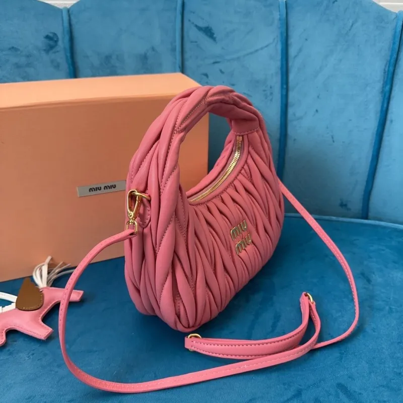 Miu Miu Pink Matelassé Top Handle Crossbody Bag 391 - Image 3