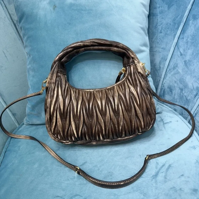 Alternative view of Miu Miu Metallic Pleated Top Handle Crossbody Bag 393
