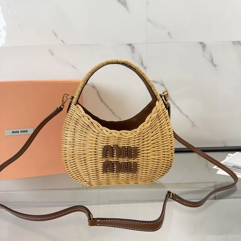 Miu Miu Wicker Top Handle Crossbody Bag 398