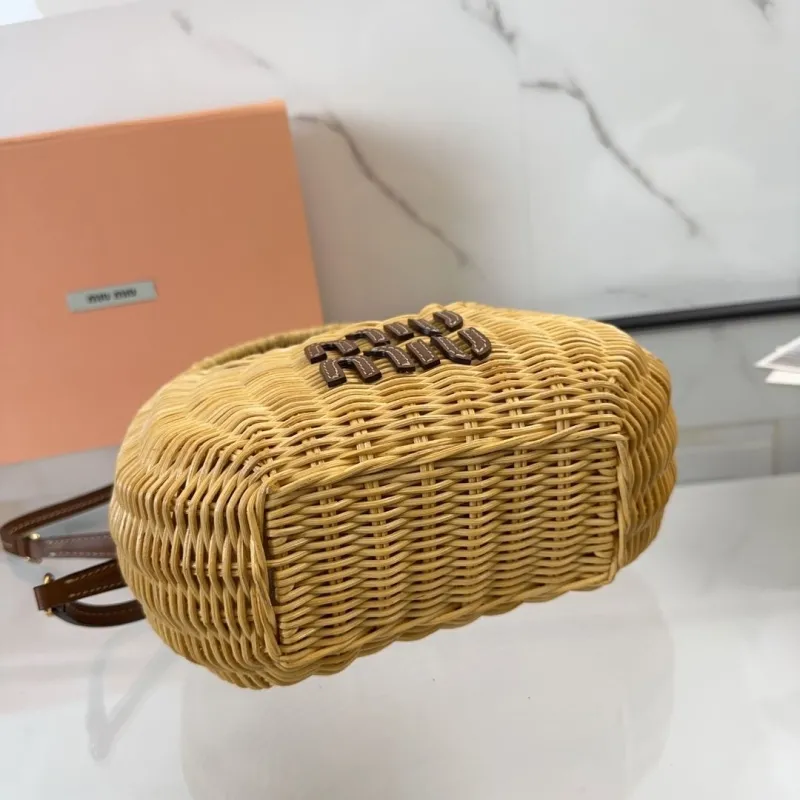 Miu Miu Wicker Top Handle Crossbody Bag 398 - Image 8