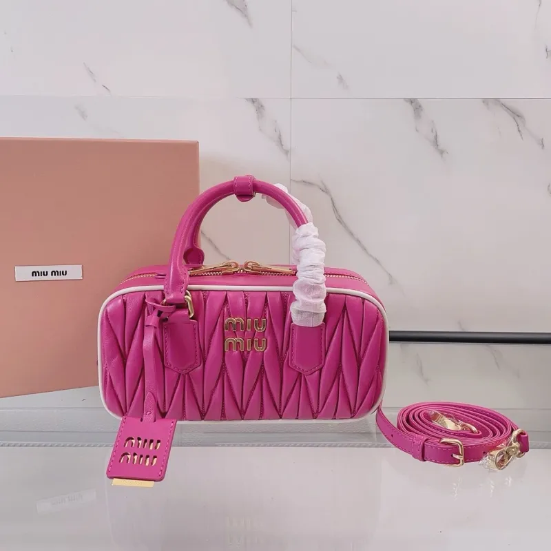 Miu Miu Pink Matelassé Top Handle Crossbody Bag