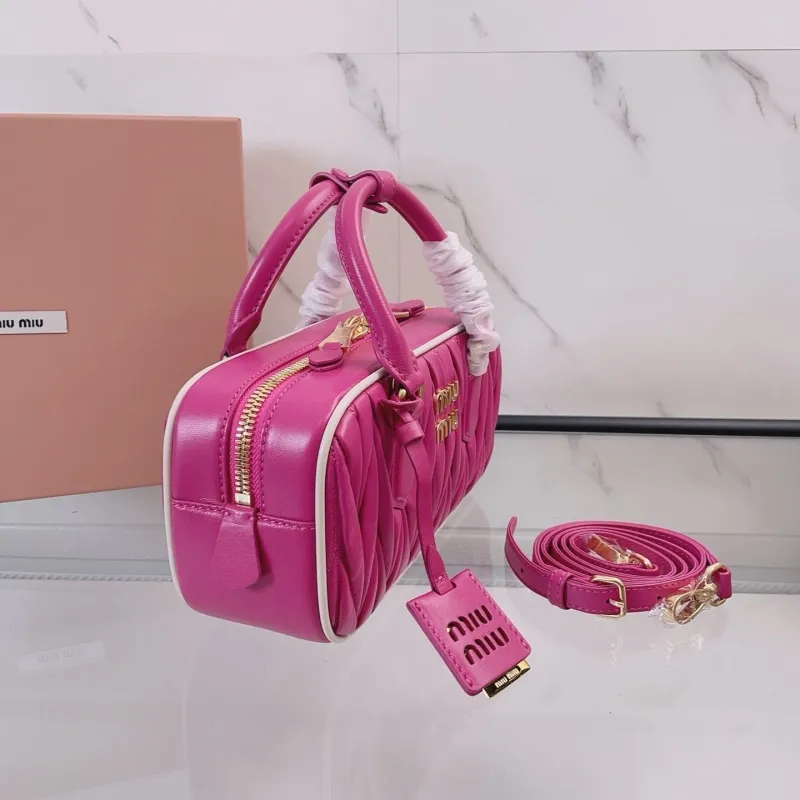 Miu Miu Pink Matelassé Top Handle Crossbody Bag - Image 3