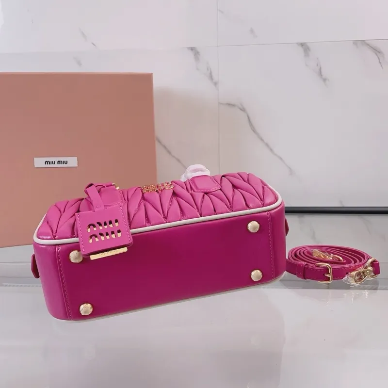 Miu Miu Pink Matelassé Top Handle Crossbody Bag - Image 6
