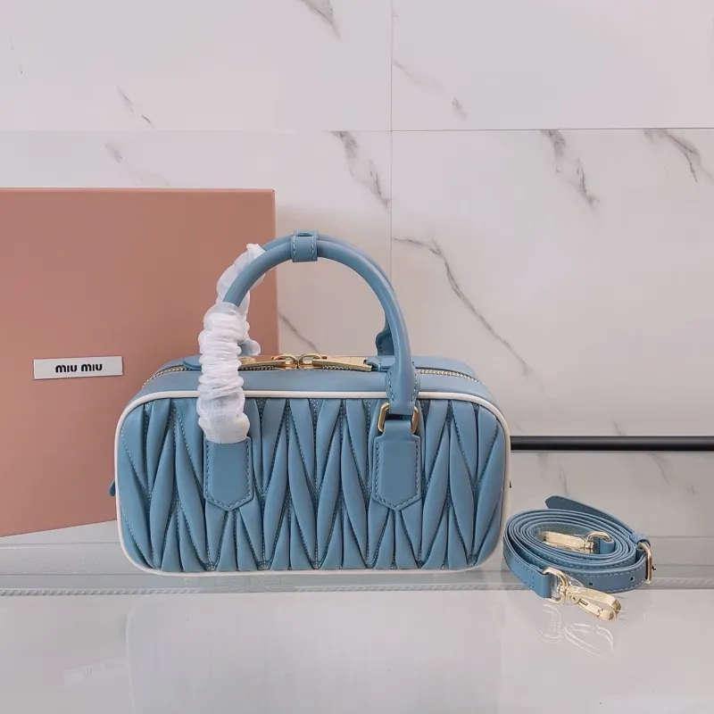 Alternative view of Miu Miu Light Blue Matelasse Top Handle Crossbody Bag 402
