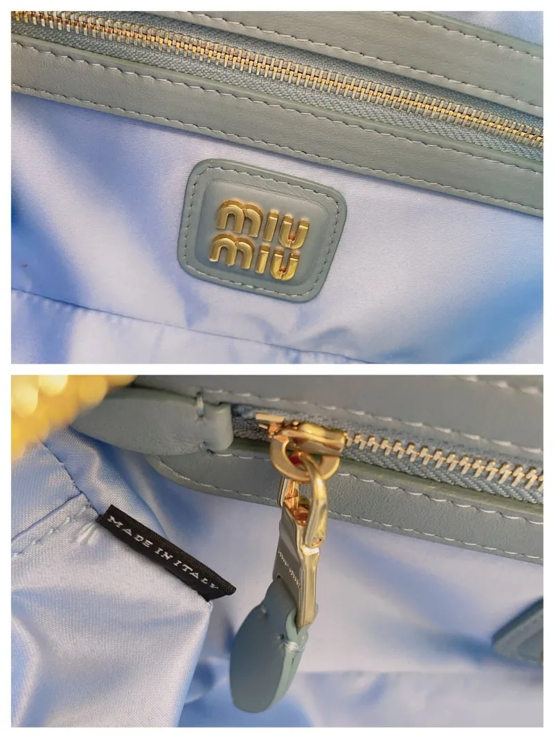 Miu Miu Light Blue Matelasse Top Handle Crossbody Bag 402 - Image 9