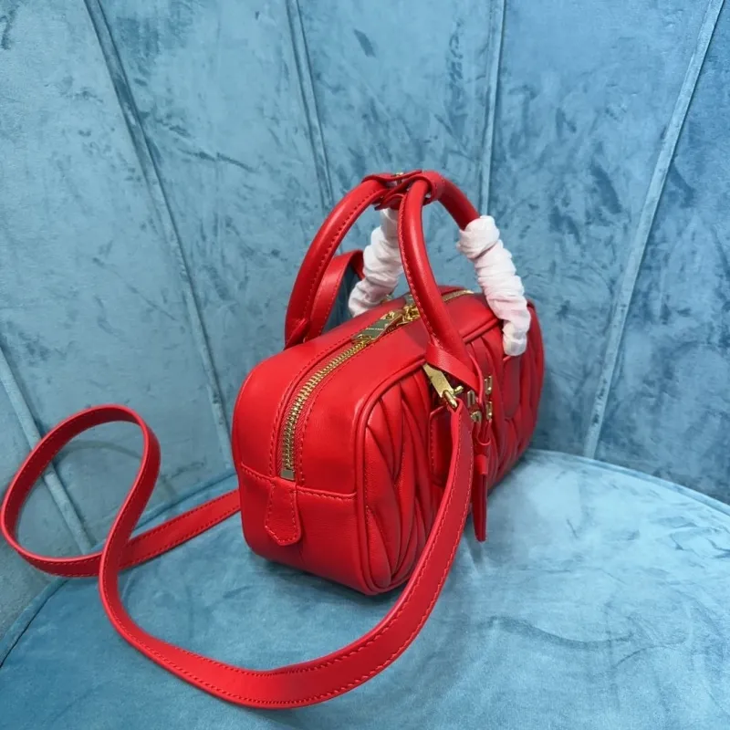 Miu Miu Red Matelasse Top Handle Crossbody Bag - Image 3