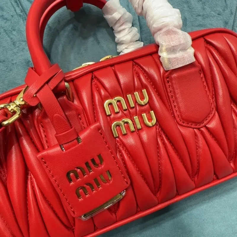 Miu Miu Red Matelasse Top Handle Crossbody Bag - Image 4