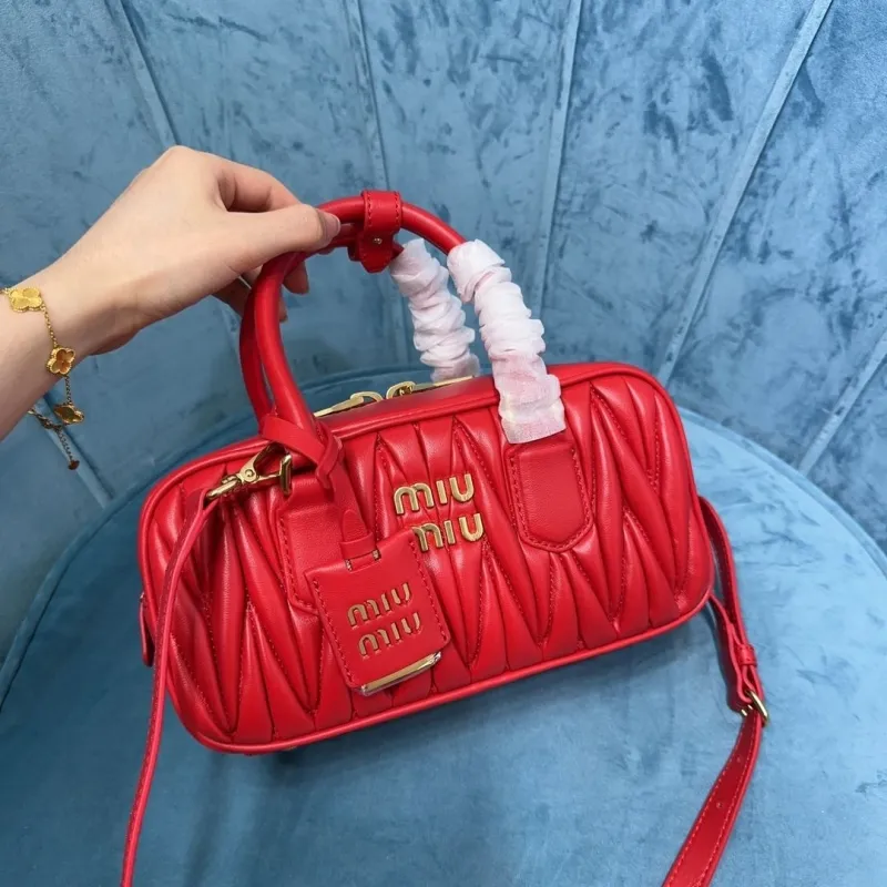 Miu Miu Red Matelasse Top Handle Crossbody Bag - Image 5