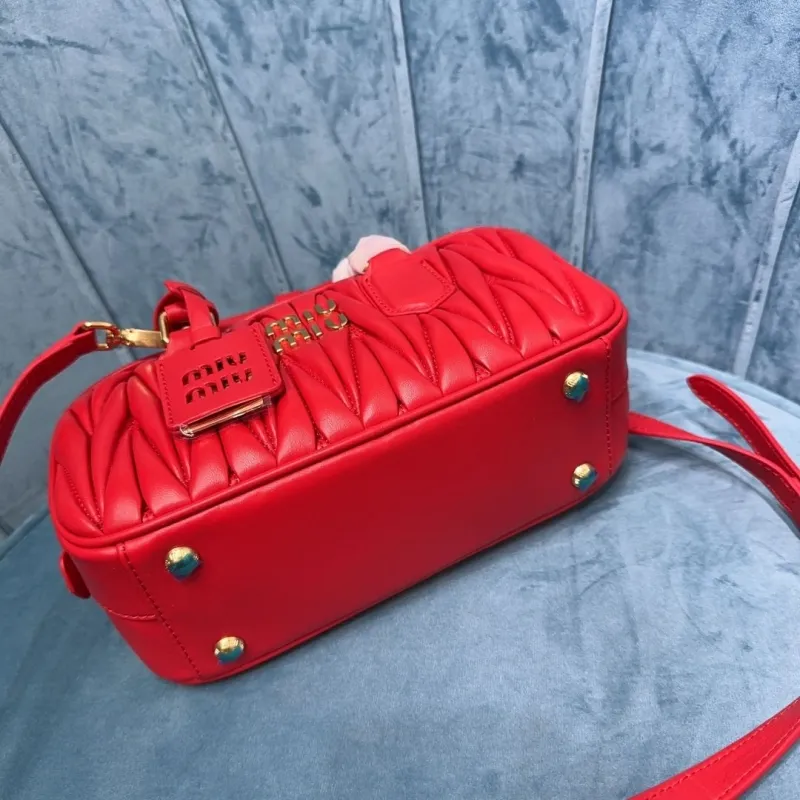 Miu Miu Red Matelasse Top Handle Crossbody Bag - Image 6