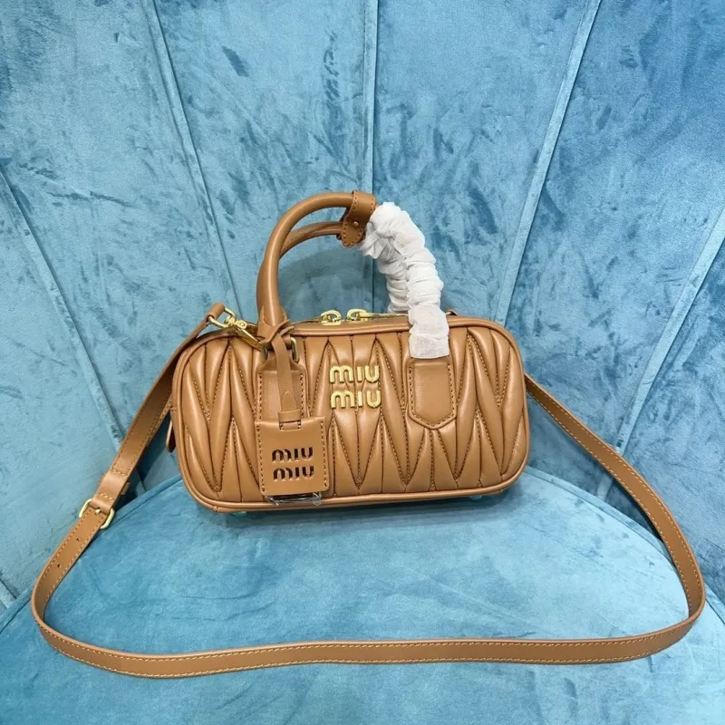 Miu Miu Brown Matelasse Top Handle Crossbody Bag 406