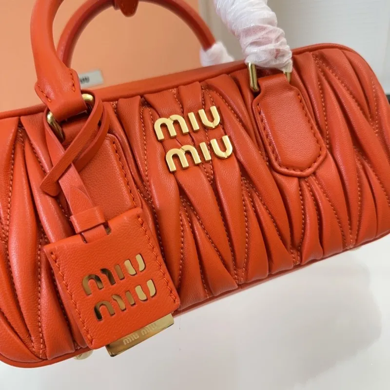 Miu Miu Orange Matelassé Top Handle Crossbody Bag - Image 4