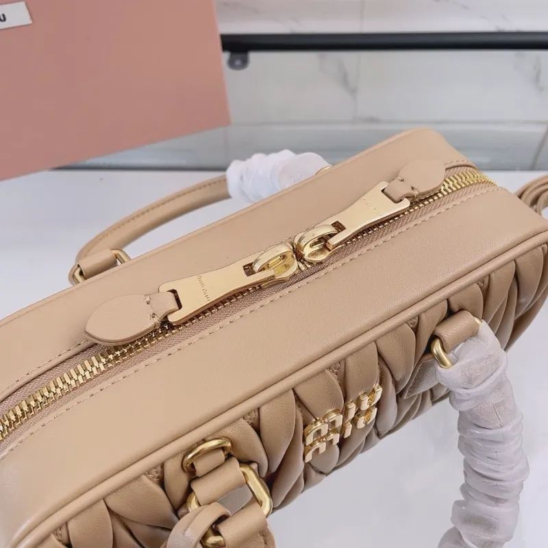 Miu Miu Beige Matelasse Top Handle Bag 411 - Image 7