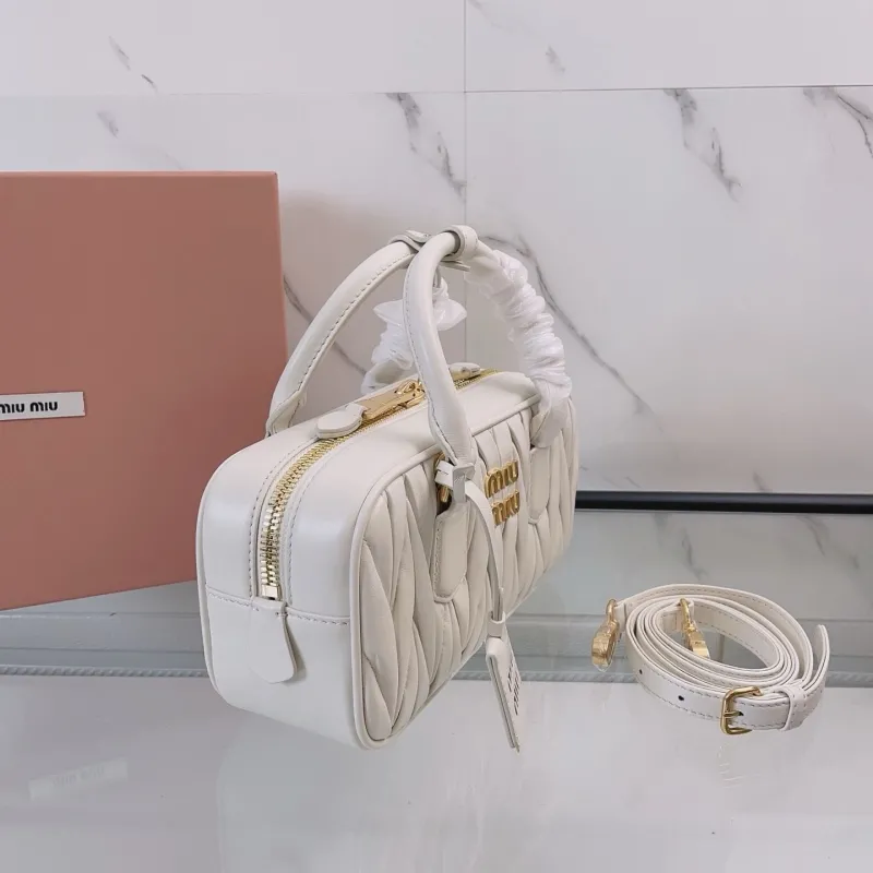 Miu Miu White Leather Top Handle Bag 412 - Image 3