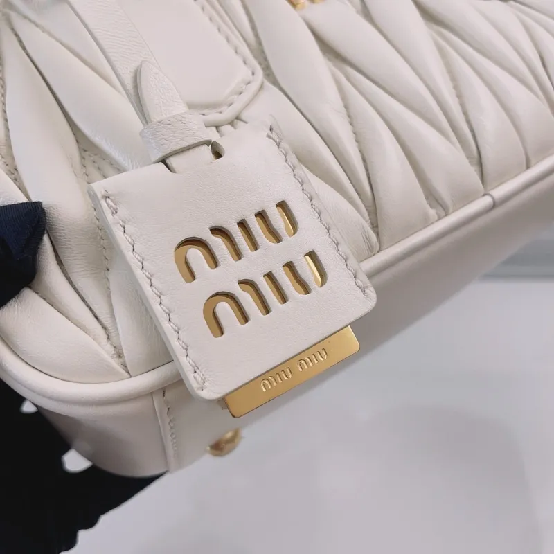 Miu Miu White Leather Top Handle Bag 412 - Image 7