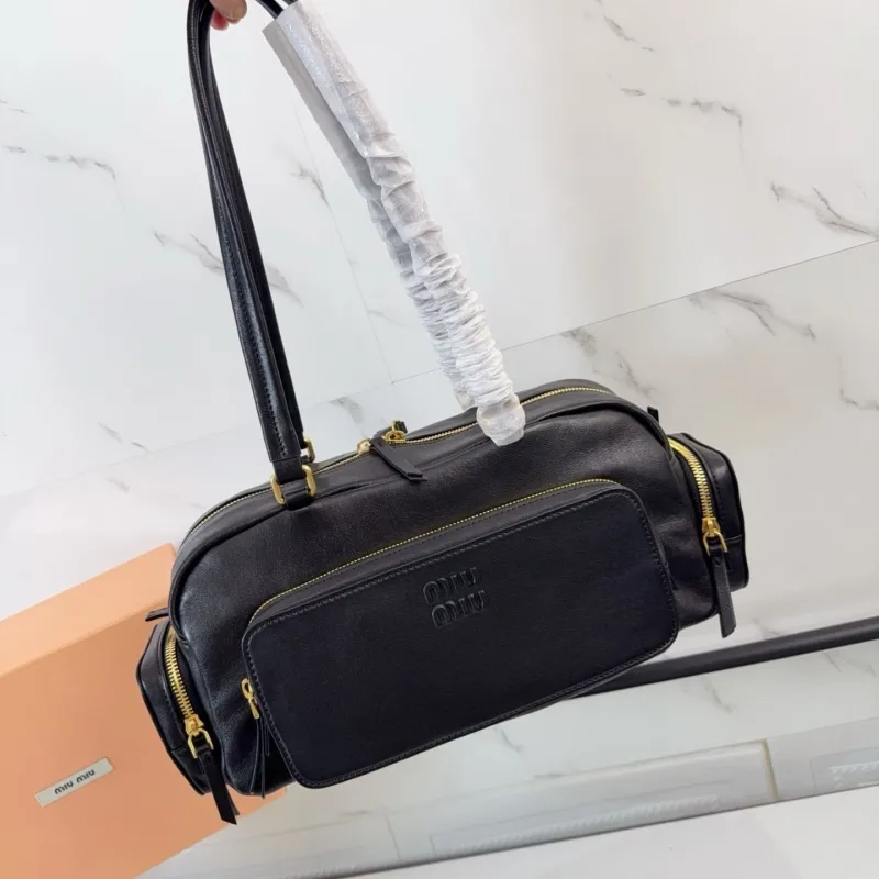 Miu Miu Black Leather Top Handle Bag - Image 6