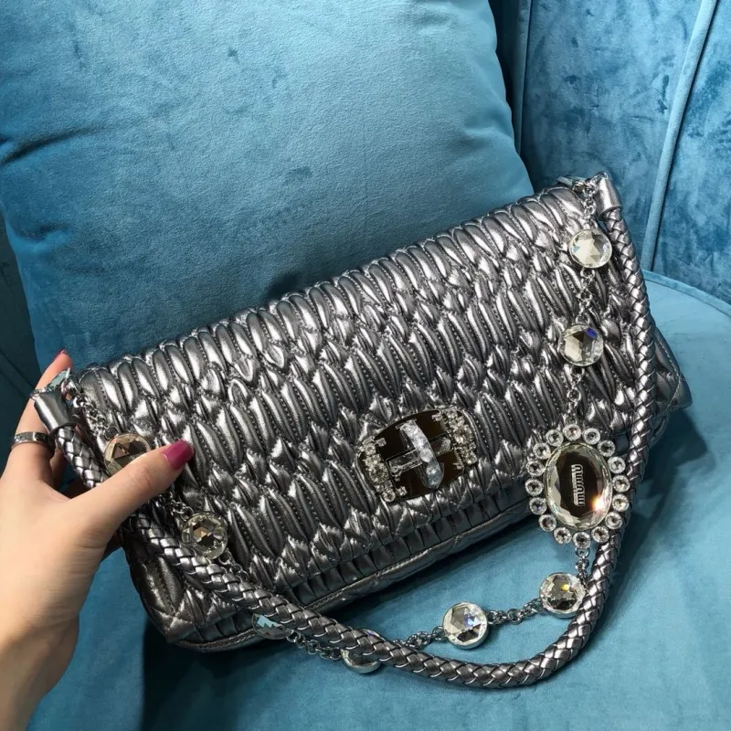 MIU MIU Metallic Silver Top Handle Bag - Image 5