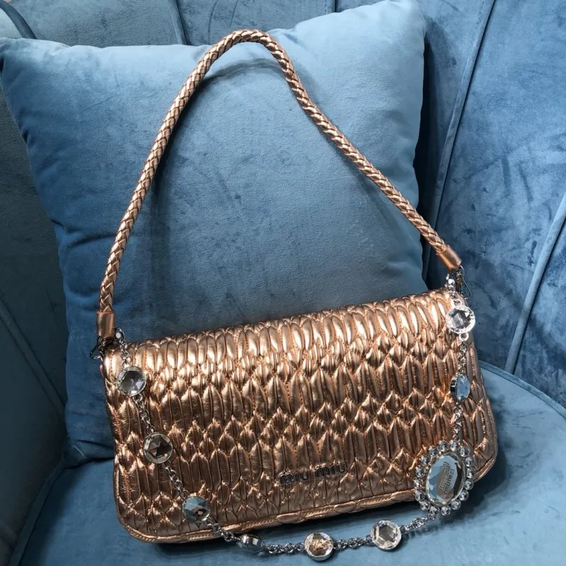 Alternative view of MIU MIU Metallic Rose Gold Top Handle Bag 417