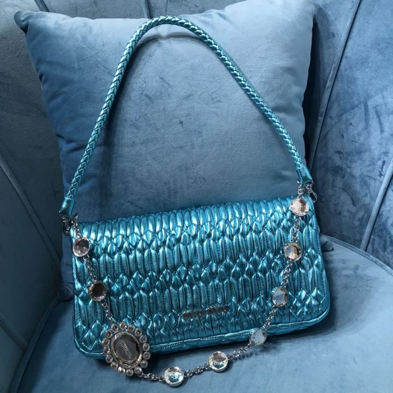 Alternative view of MIU MIU Metallic Turquoise Top Handle Bag 418