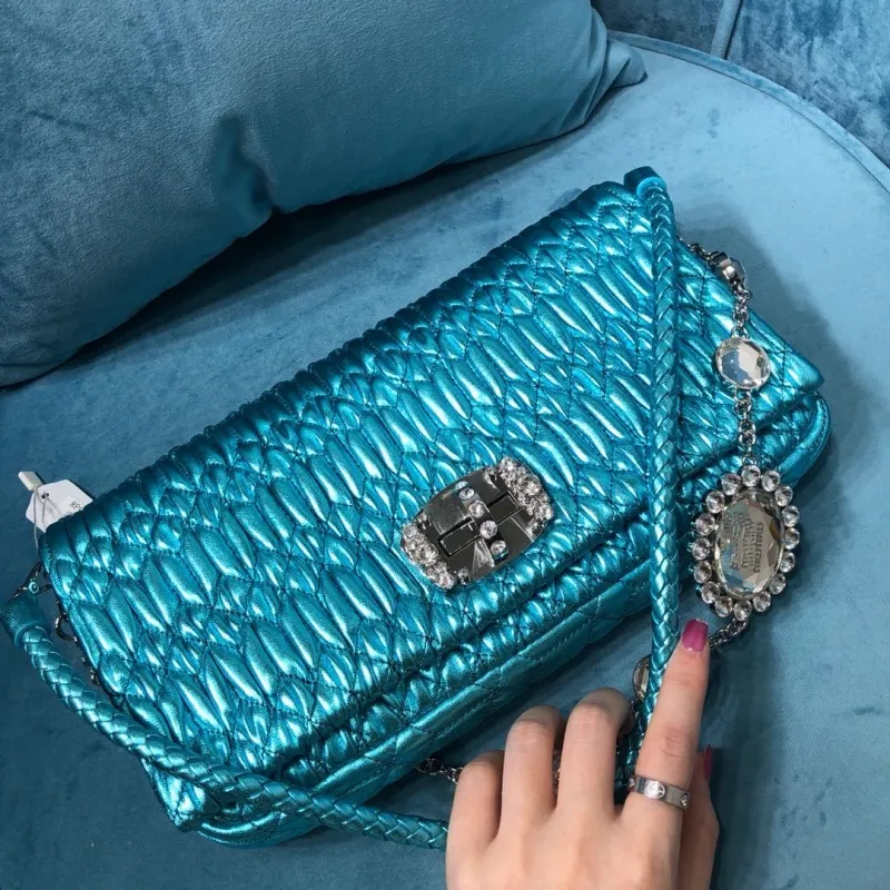 MIU MIU Metallic Turquoise Top Handle Bag 418 - Image 3