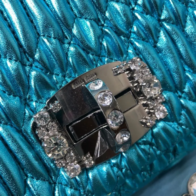 MIU MIU Metallic Turquoise Top Handle Bag 418 - Image 4