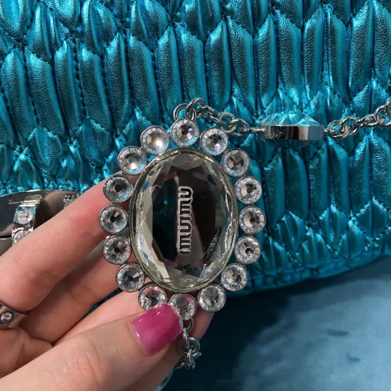 MIU MIU Metallic Turquoise Top Handle Bag 418 - Image 5