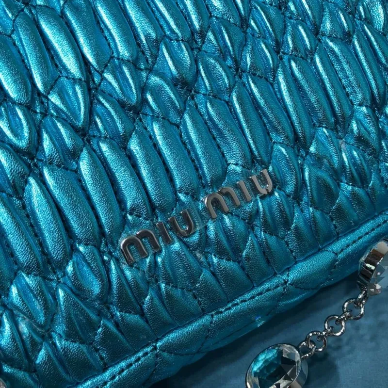 MIU MIU Metallic Turquoise Top Handle Bag 418 - Image 6