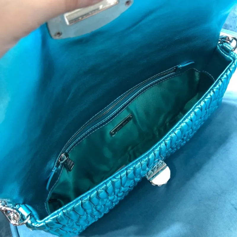 MIU MIU Metallic Turquoise Top Handle Bag 418 - Image 7