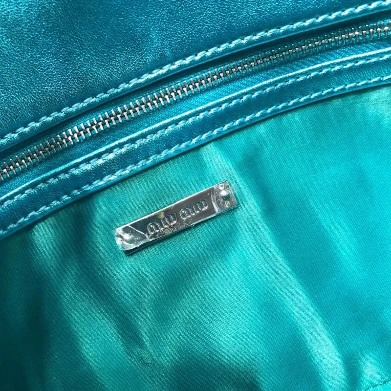 MIU MIU Metallic Turquoise Top Handle Bag 418 - Image 8